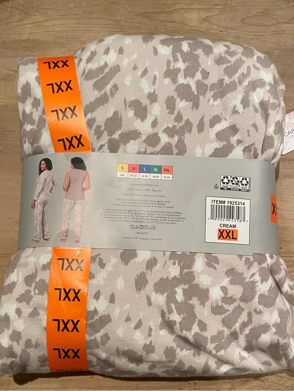 NWT Carole Hochman 💯 cotton pink brown leopard print pajamas all seasons XXL - Picture 2 of 8